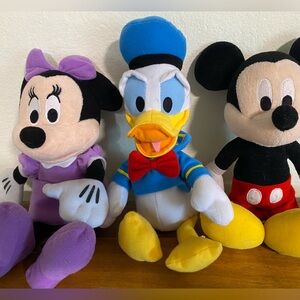 Disney Plush set of 3 Mickey, Minnie, and Donald Duck 11”